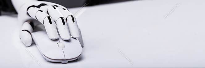 AI Robot Hand With Computer Mouse