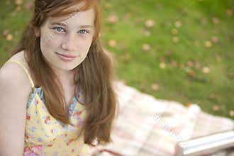 Portrait of Girl with Picnic Blanket