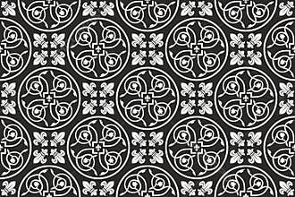 Black-and-white seamless gothic floral pattern