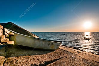 Obsolete boats on embankment