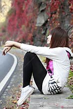 Asia girl in autumn