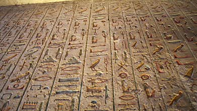Valley of the king Egypt hieroglyphics inside tomb Rameses iii unique pastel colors