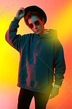 Young hipster in hoodie