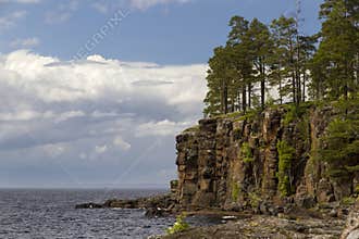 Cloudy summer day on the coast of Valaam Island
