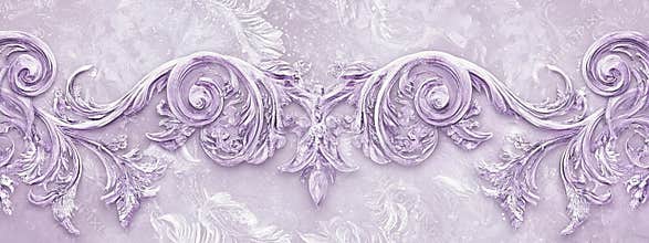 Baroque harps on pale lilac background with icy patterns