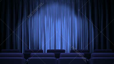 Loop light on green fabric curtain