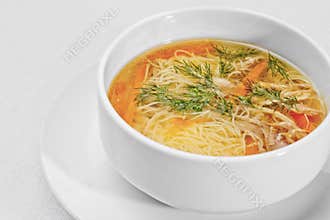 Chicken noodle soup - broth.