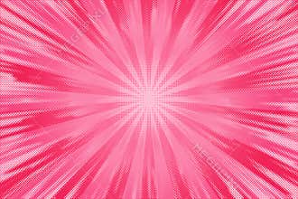 Pink sunburst comic background. Pop art vector cartoon abstract frame. Retro radial explosion striped wallpaper with