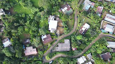 Beautiful scenery with small village amidst the beautiful tea hills