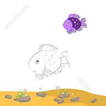 Children\'s Activity Sheet: Color and Draw a Happy Fish