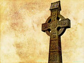 Celtic cross isolated on a grunge textured background
