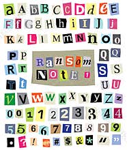 Vector Ransom Note #1- Cut Paper Letters, Numbers, Symbols