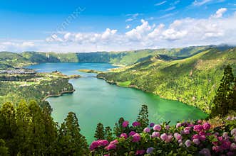 Landscape with Sete Cidades lakes, Sao Miguel island