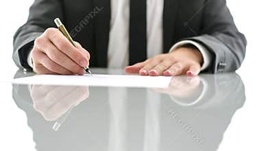 Lawyer signing document