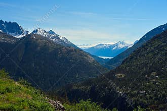 Alaskan mountains and coastal inlet at Skagway