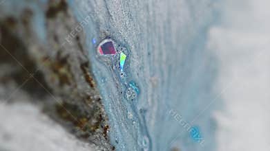 Ink water flow glitter fluid wave blue foam paint