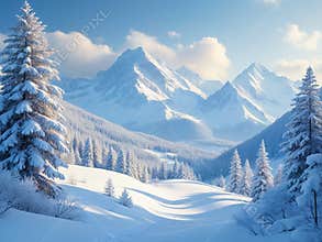Winter Snow-Covered Landscape