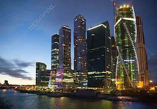 Moscow International Business Center in the evening