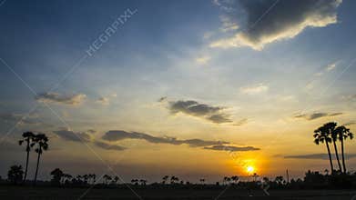 Beautiful time lapse sunset twilight night sky star trail