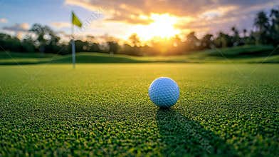 The tee of a golf ball with the fairway golf course in the background is seen in close-up