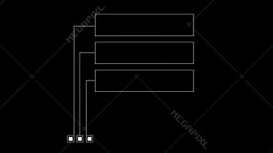 Animation elements HUD frame lines callout for text on black bg 4K