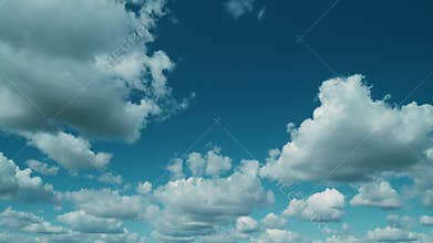 Blue Sky Background With Tiny Clouds. White Clouds In Blue Clean Bright Sky. Blue Sky And White Fluffy Clouds.