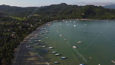 Philippine Paradise: Aerial Drone Views of Stunning Sunsets, Sunrises, and Tropical Beaches with Palm Trees