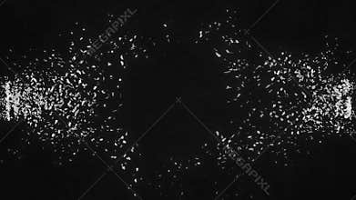 Shattered Word Marketing. Explosion fractured loop animation. Alpha channel