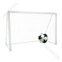 Soccer football ball goal net watercolor drawing. Gate mesh sports gear train team. Competition penalty match goalkeeper