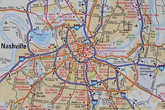 Map of Nashville, TN