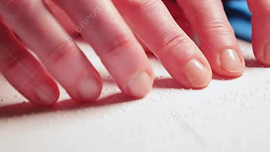 Woman reading Braille text