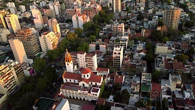 Buenos Aires, drone view on buildings, dense city development