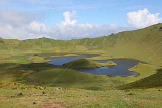 Volcano crater on the island of Corvo Azores Portugal