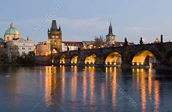 Charles bridge at night