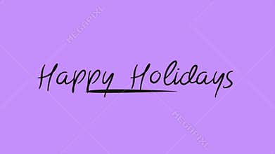 Cheerful Happy Holidays handwritten in cursive on purple background