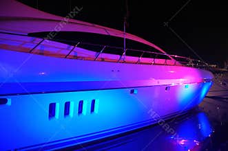 View of Yacht with Party Lighting in South Beach