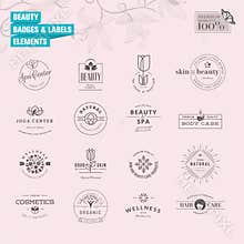 Set of badges and labels elements for beauty