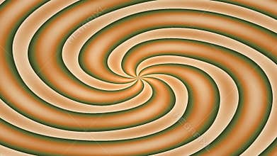 Orange and Beige Spiral Pattern Illusion with Green Accents
