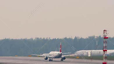 Airbus A321 of Nordwind Airlines departure, rear view
