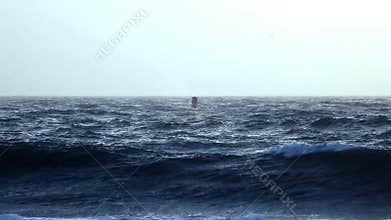 Buoy in Rough Ocean Seas