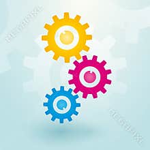 Three colorful gears