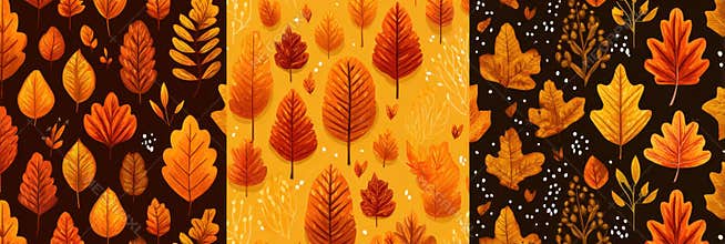 Colorful Fall Foliage Patterns Showcasing Various Leaf Designs in Rich Autumn Tones