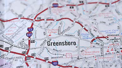 Greensboro NC North Carolina USA, US Map, City Location, 4k 60fps