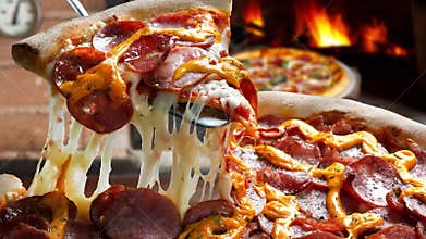 Delicious Pepperoni Pizza with Cheesy Pull and Crispy Crust for an Ultimate Pizza Experience