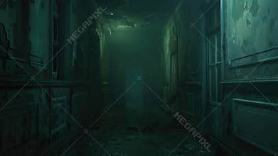 A dimly lit hallway with a beacon of light guiding the way