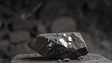 Splitting a Shiny Black Rock With an Axe at the Blacksmith Shop