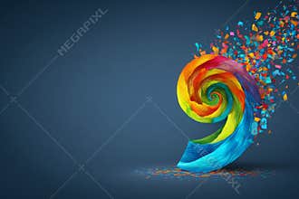 Against a dark blue background, a large and colorful 80 is embellished with confetti and dots, and features the gold