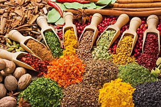 Composition with different spices and herbs