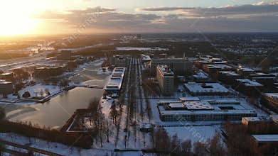 High Tech Campus Eindhoven Winter Sunset Aerial