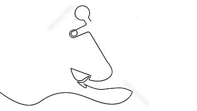 Marine anchor boat symbol one line art continuous drawing loop animation